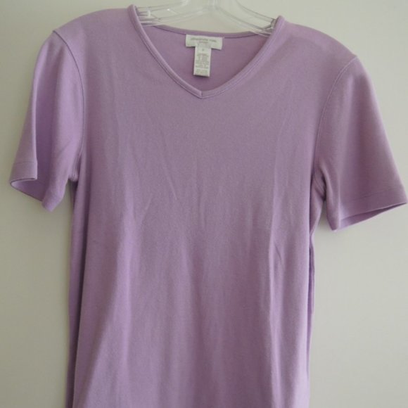 Ladies Top Size S 100% Cotton V Shape S/S Crew Neck Tee Jones New York Sport EUC - Picture 1 of 7